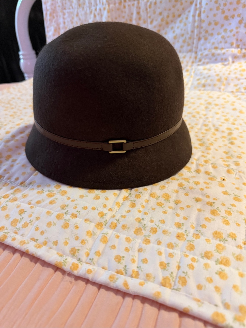 Janie and Jack Dark Brown Felt Cloche Hat with Slim Band
